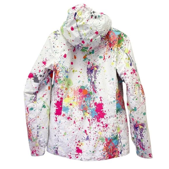 GSOU Snow 10K Waterproof Ski Snowboard Jacket White Paint Splatter Size Large - Picture 7 of 15